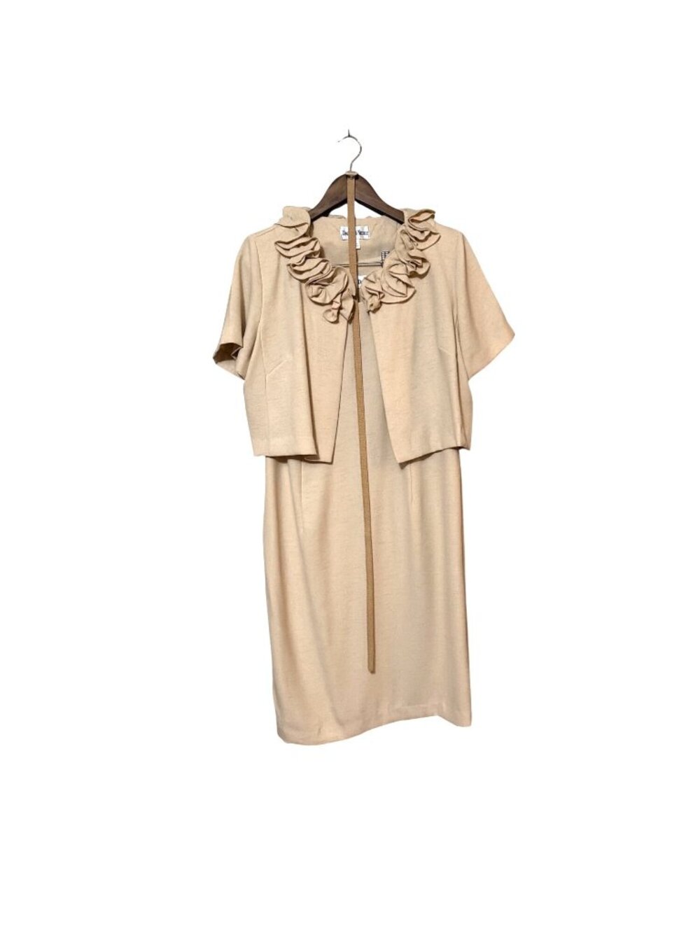 Danny &‎ Nicole Beige Ruffled Neck Dress With Jacket Size 14